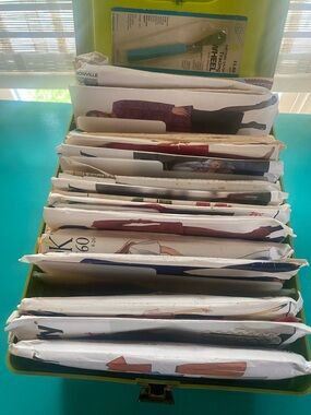 Sewing Pattern Lot in Green Storage Case